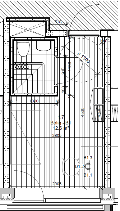 Grundplan Værelse Type D